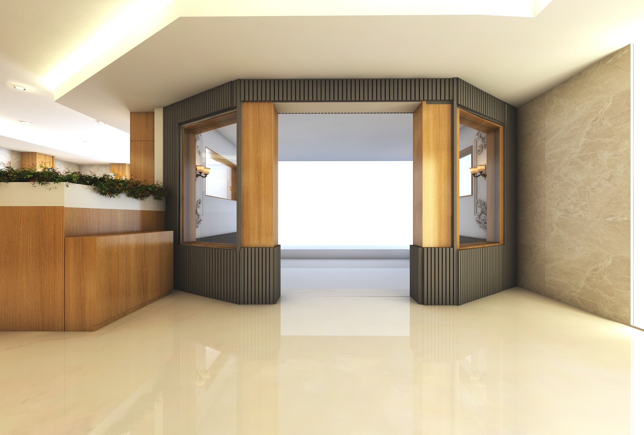 Hotel Facade with Modern Glass Design